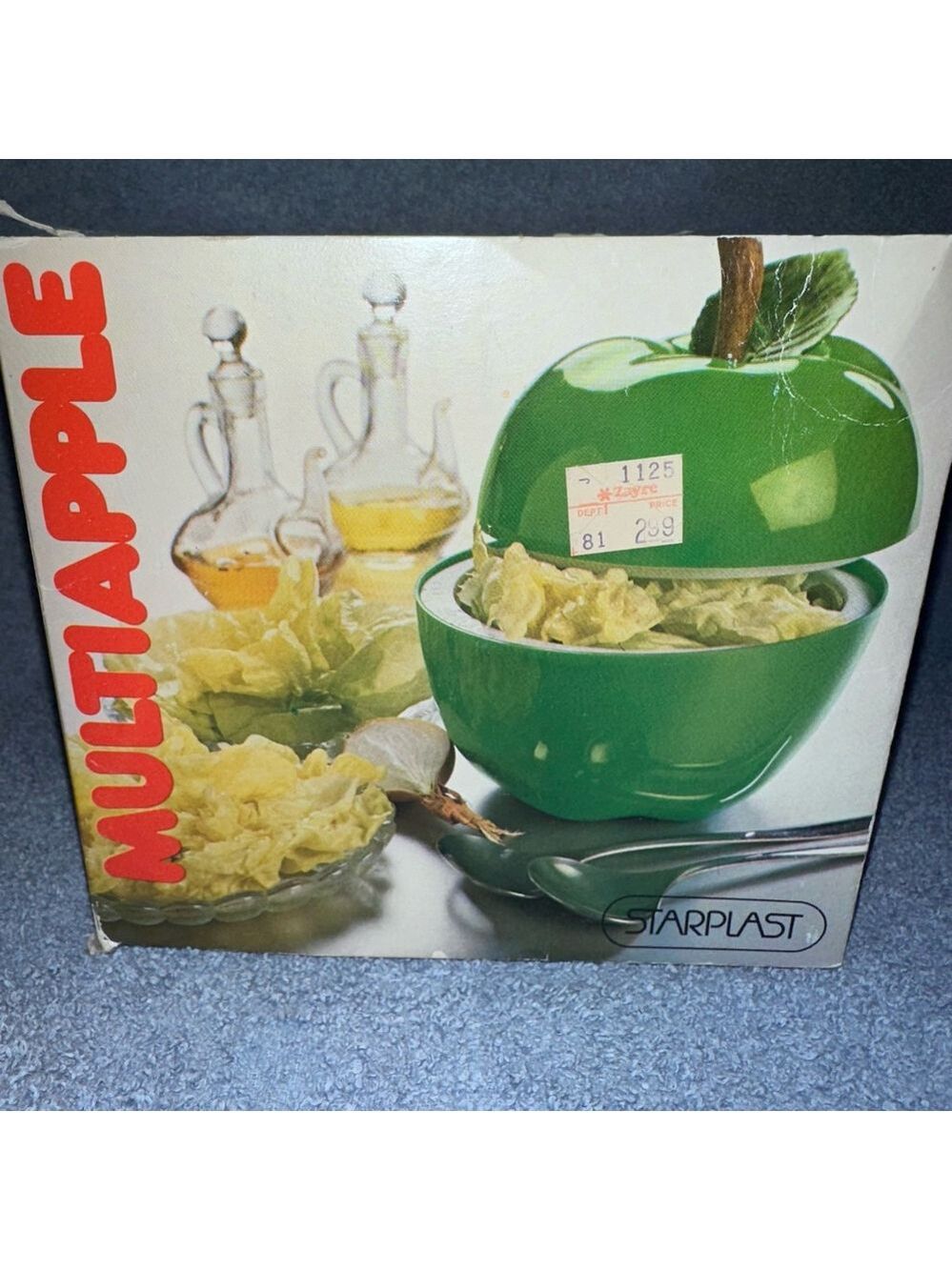 NOS Vintage Starplast Multi Apple Covered Container Multi Uses Yellow